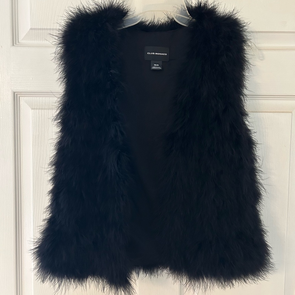 Club Monaco Black Faux Fur Vest